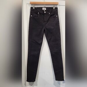 AGOLDE Sophie Jean Skinny Mid Waist Rise Jet Black Wash Tapered Denim 27